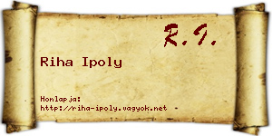 Riha Ipoly névjegykártya